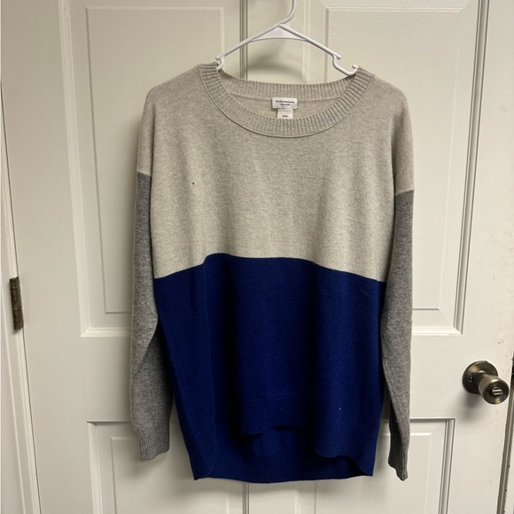 Club Monaco Sweaters - Club‎ Monaco Cashmere Colorblock Sweater Blue Gray Beige Crew Neck M 00501512